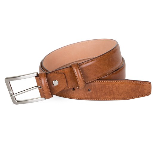 Leather Stitched Edge Dress Belt-essentials-Fifth Avenue Menswear