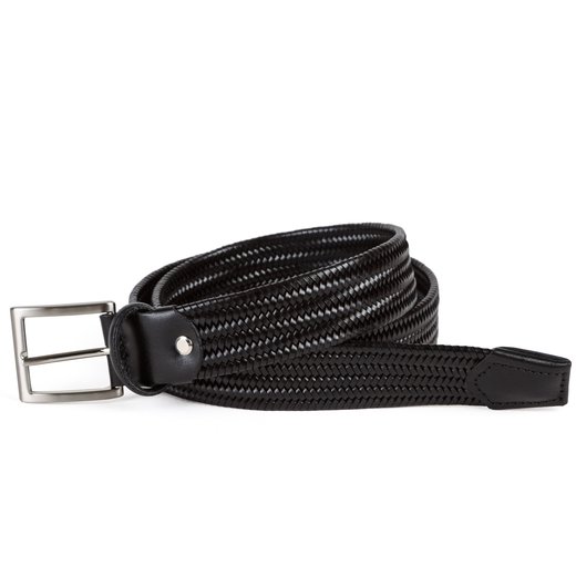 Stretch Woven Leather Belt-Fifth Avenue Menswear