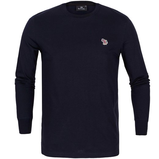 Organic Cotton Zebra Logo Long Sleeve T-Shirt-back in stock-Fifth Avenue Menswear