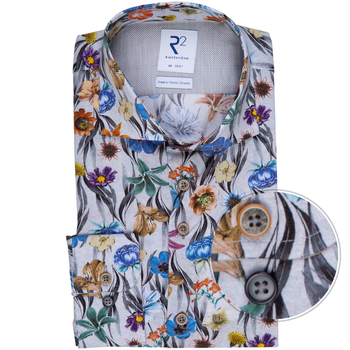 Luxury Cotton Big Floral Print Dress Shirt