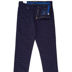 Mott Slim Navy Dot Print Stretch Cotton Chino-FA2 Online Outlet Store