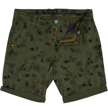 Camo Leaf Print Stretch Cotton Shorts