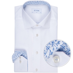 Slim Fit Luxury Cotton Twill Dress Shirt With Floral Trim-FA2 Online Outlet Store