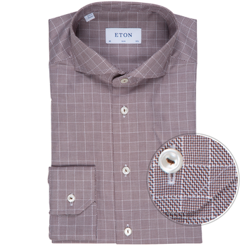 Slim Fit Textured Twill Check Dress Shirt