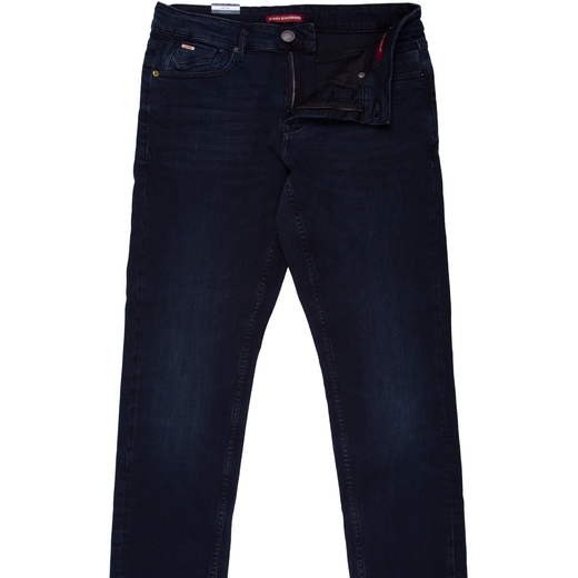 Regular Slim Fit Dark Double Dyed Stretch Denim Jeans-essentials-Fifth Avenue Menswear