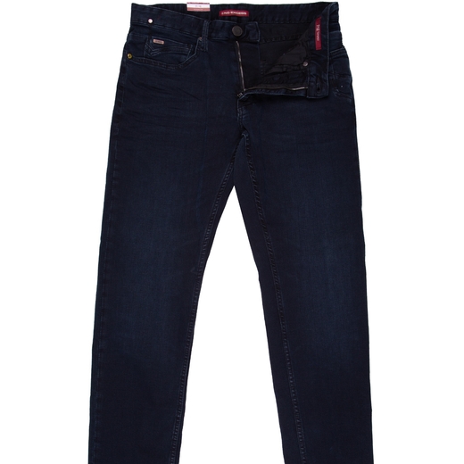 Tapered Fit Dark Double Dyed Stretch Denim Jeans-essentials-Fifth Avenue Menswear