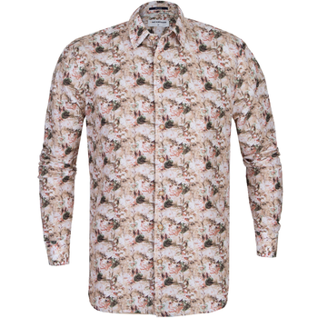 Slim Fit Floral Print Linen & Cotton Casual Shirt