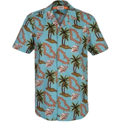 Tropical Palms & Shells Print Casual Shirt-FA2 Online Outlet Store