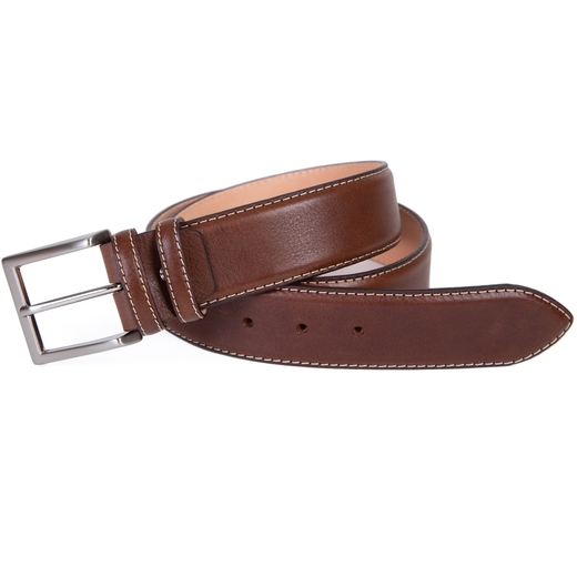 Wide Luxury Leather Contrast Edge Stitch Belt-gifts-Fifth Avenue Menswear