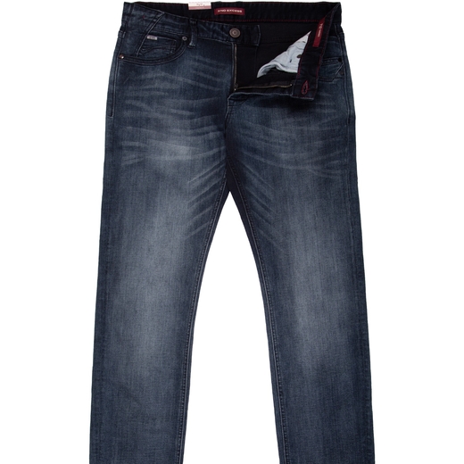 Tapered Fit Grey Aged Stretch Denim Jeans-jeans-Fifth Avenue Menswear