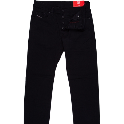 Larkee-Beex Regular Tapered Fit Black Stretch Denim Jeans-essentials-Fifth Avenue Menswear