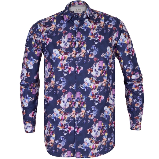 Treviso Blurred Floral Casual Cotton Shirt-party-Fifth Avenue Menswear
