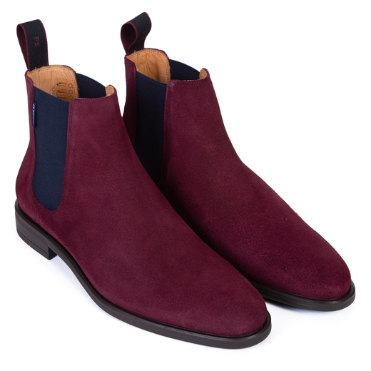 Cedric Burgundy Suede Chelsea Boots-shoes & boots-Fifth Avenue Menswear