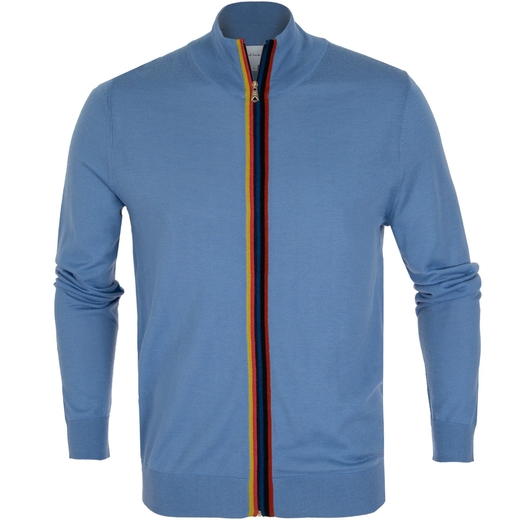 Artist Stripe Zip-Up Merino Wool Cardigan-knitwear-Fifth Avenue Menswear