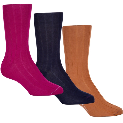3 Pack Plain Rib Cotton Socks-gifts-Fifth Avenue Menswear
