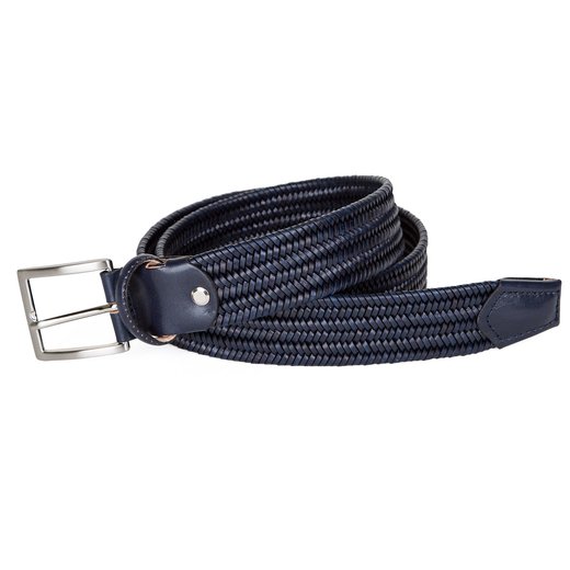 Stretch Woven Leather Belt-Fifth Avenue Menswear