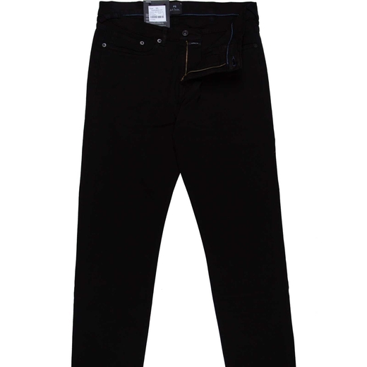 Taper Fit Black Garment Dyed Stretch Organic Cotton Jeans-jeans-Fifth Avenue Menswear