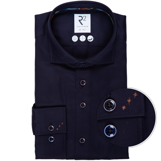 Luxury Cotton Heavy Twill Dress Shirt With Print Trim-new online-Fifth Avenue Menswear