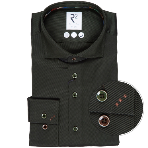 Luxury Cotton Heavy Twill Dress Shirt With Print Trim-new online-Fifth Avenue Menswear