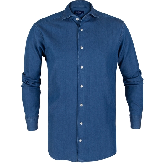 Slim Fit Soft Washed Stretch Denim Shirt-new online-Fifth Avenue Menswear