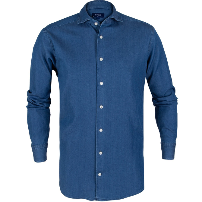 Slim Fit Soft Washed Stretch Denim Shirt