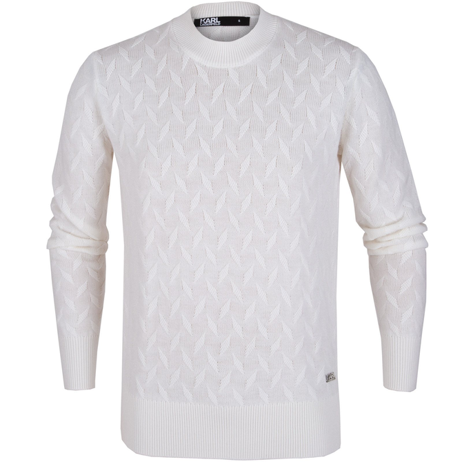 Merino Cable Jacquard Knit Crew Pullover