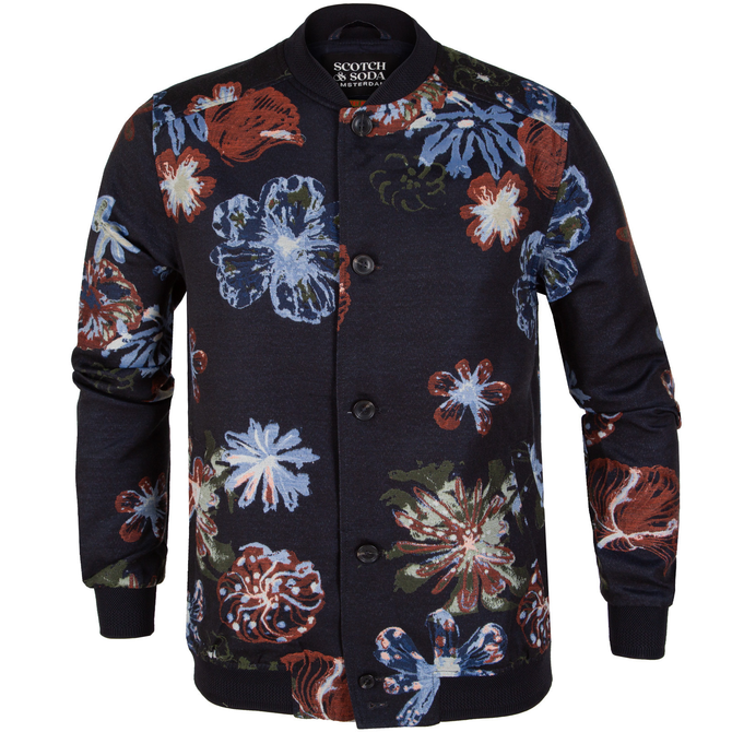 Regular Fit Jacquard Pattern Bomber Jacket
