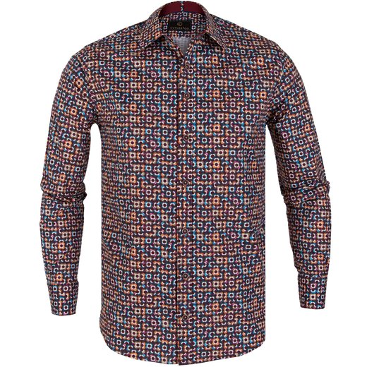 Beaumont Stretch Cotton Retro Geometric Print Shirt-new online-Fifth Avenue Menswear