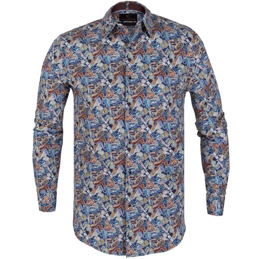 Beaumont Stretch Cotton Musical Instruments Print Shirt-new online-Fifth Avenue Menswear