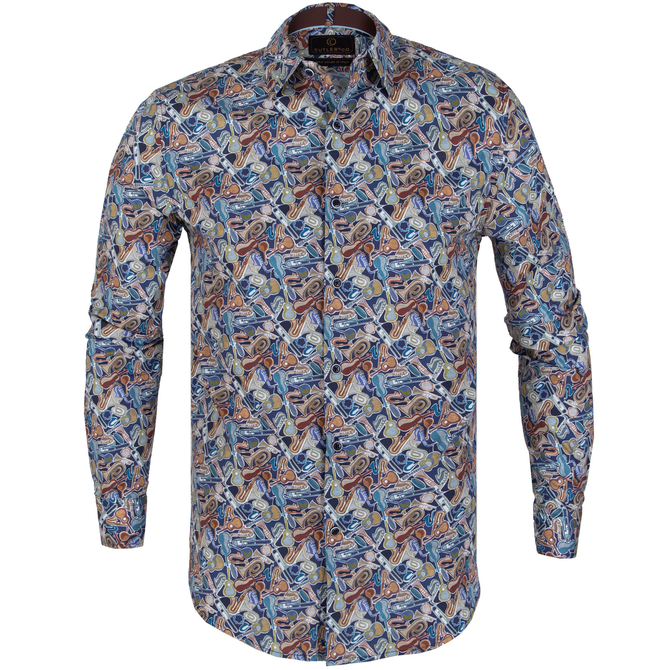 Beaumont Stretch Cotton Musical Instruments Print Shirt