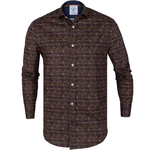 Firewood Print Stretch Cotton Shirt-new online-Fifth Avenue Menswear