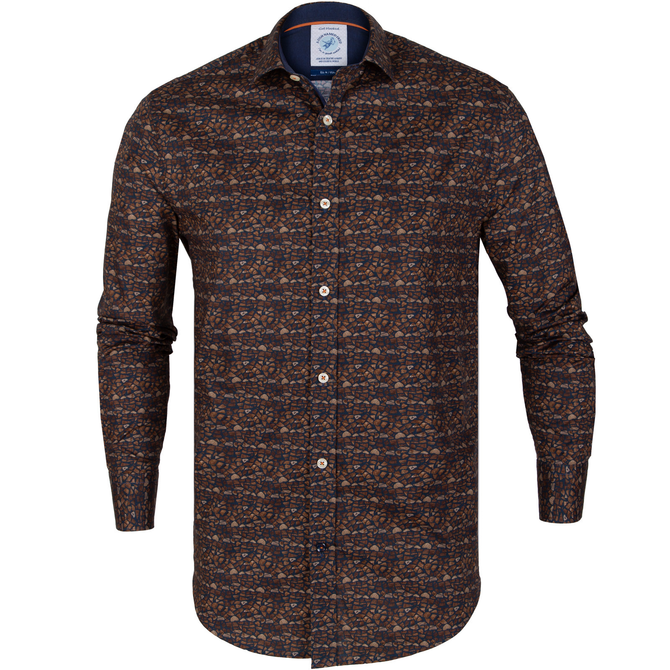 Firewood Print Stretch Cotton Shirt