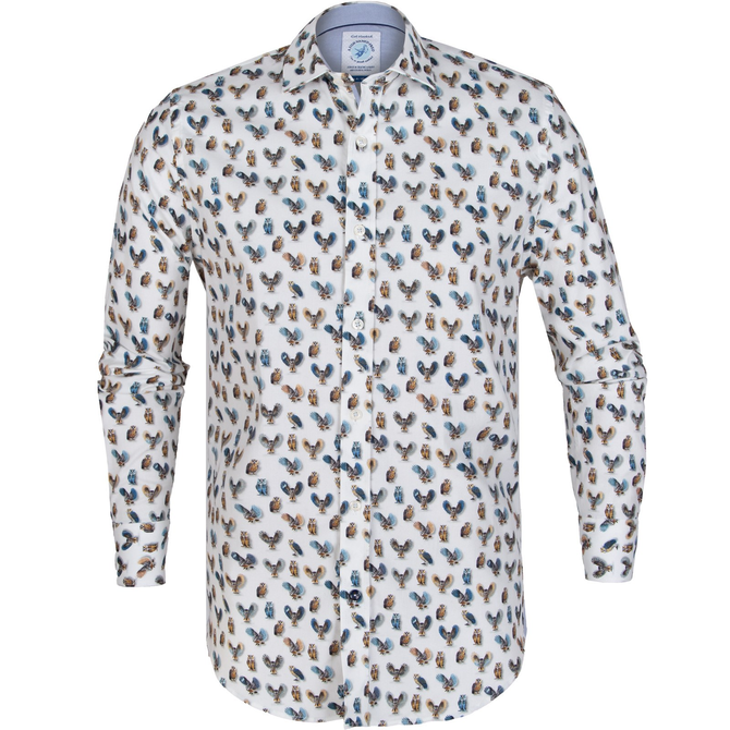 Owls Print Stretch Cotton Shirt