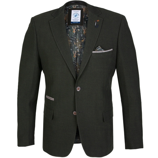 Olive Herringbone Stretch Knit Blazer-new online-Fifth Avenue Menswear