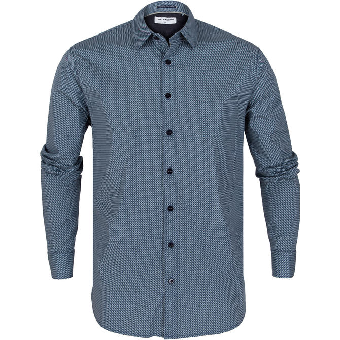 Stretch Cotton Geometric Print Casual Shirt