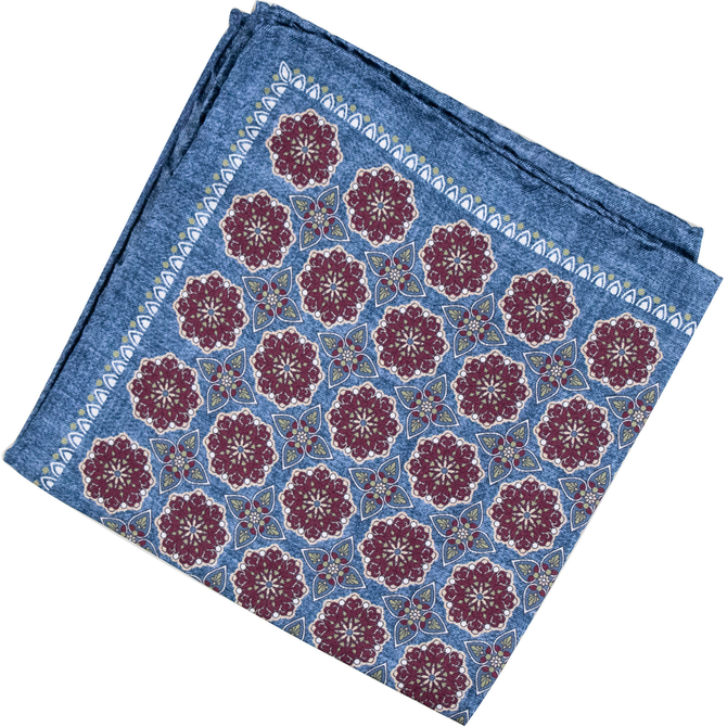 Vintage Geometric Print Silk Pocket Square