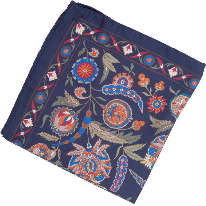 Floral Multi-Pattern Print Silk Pocket Square